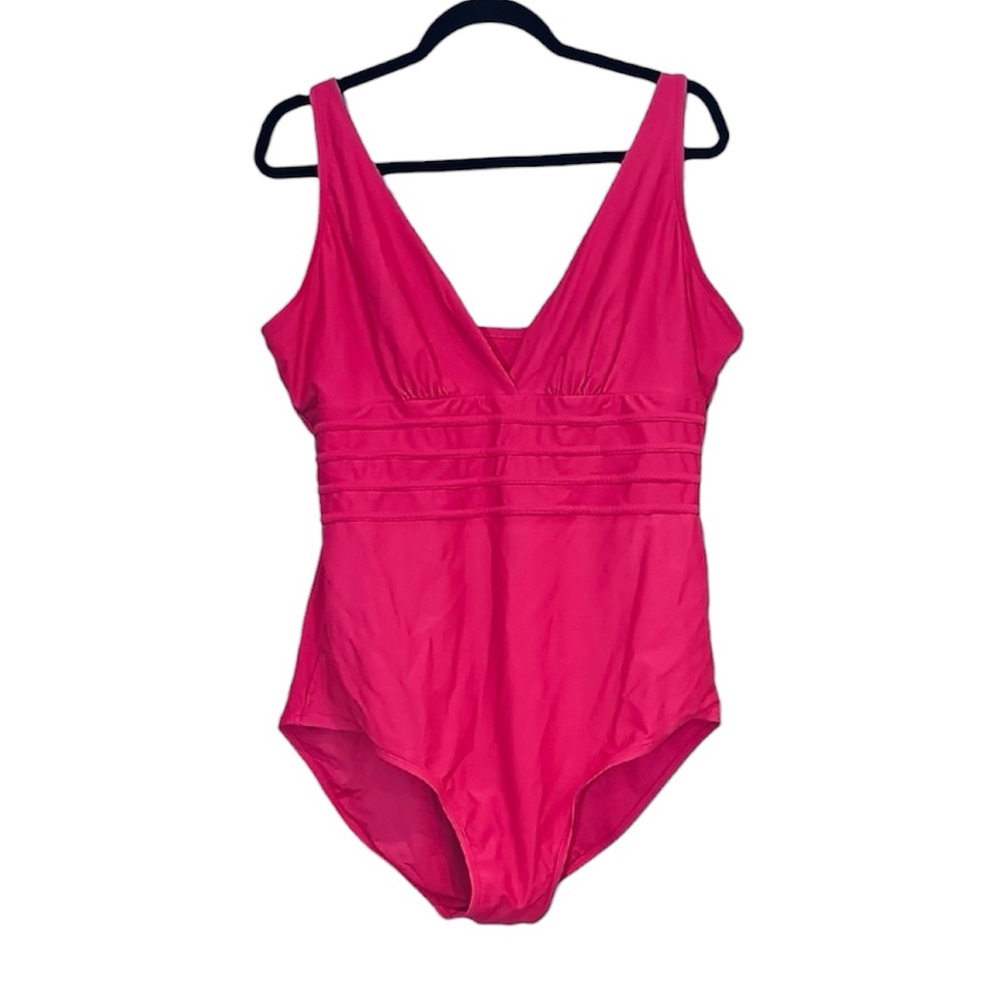 💚 Roots Vibrant Pink One Piece Swimsuit, Size 16